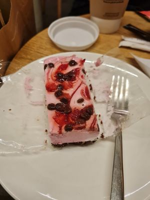 Vegan strawberry cake at Starbucks in Vienna
