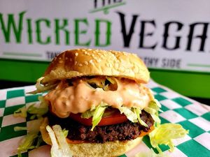 Our house made burgers at The Wicked Vegans in Charlotte