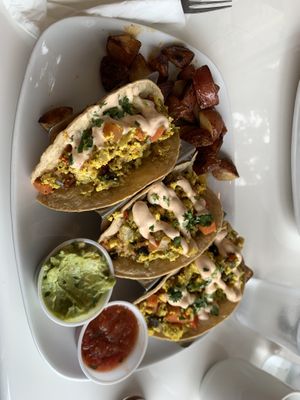 Veggie breakfast burrito (taco version)  at The LaFayette Place in Milwaukee