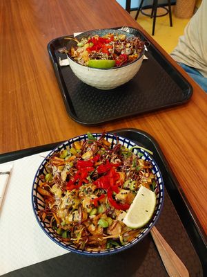 Mine is medium and the one in the background is big at Poke Poke in Zagreb