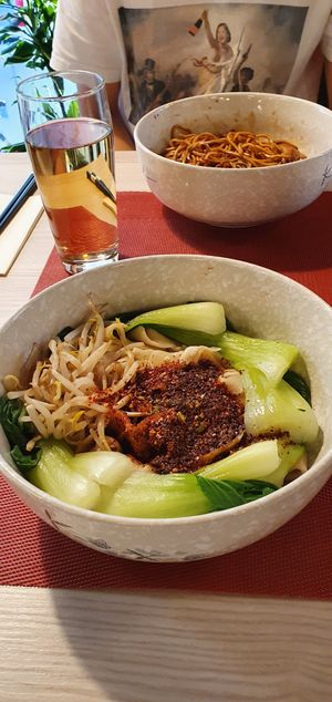 Both are noodles, the one in the back also had vegan chicken on it at Zen Noodle in Darmstadt
