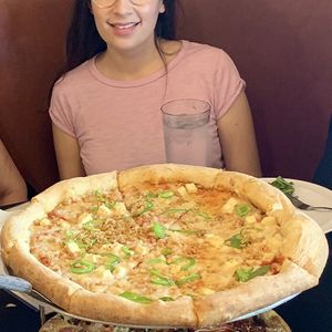 Tempeh and tofu with bell peppers pizza at Mellow Mushroom in Tempe