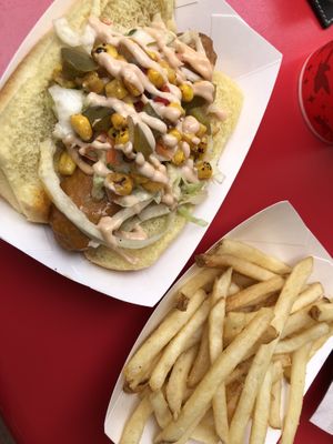 Plant-Based Slaw Dog + Fries  at Walt Disney World - Casey's Corner in Lake Buena Vista