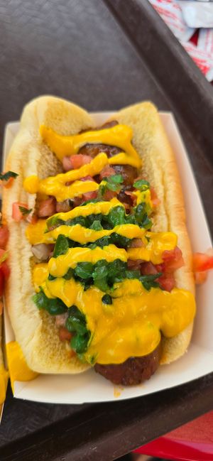 Chicago style vegan hot dog at Walt Disney World - Casey's Corner in Lake Buena Vista