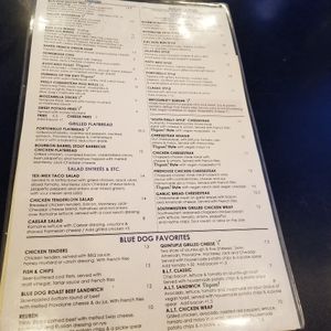 Menu at Blue Dog Pub in Lansdale