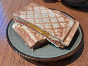 Ham and egg pannini at Vegan Resort 啼岸 in Taipei