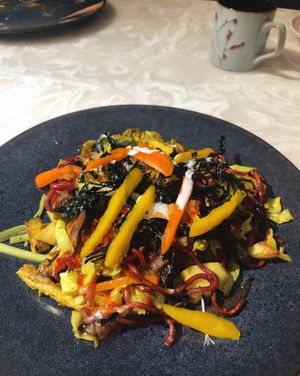 Alkaline noodles at Vegan Resort 啼岸 in Taipei