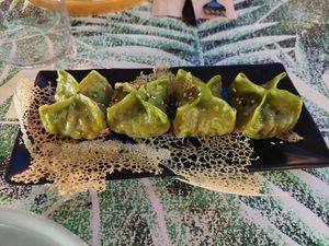 Vengan dumplings with mushrooms at Momoland in Gran Canaria