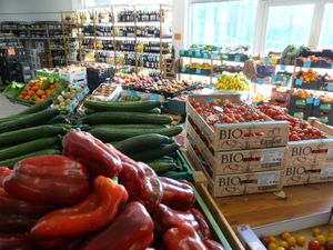 One part of the produce/fruit section. at VG Biomarkt Neustadt in Dresden