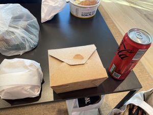 Menu with drink, burger and side #Veganuary at Vegedal - Place de Rungis in Paris