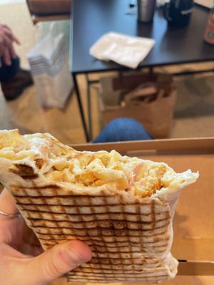 Tacos with nuggets Les Nouveaux Fermiers , « ham », fries and sauce   #Veganuary at Vegedal - Place de Rungis in Paris