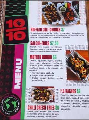 Menu at Diez de Diez - 10/10 in San Salvador