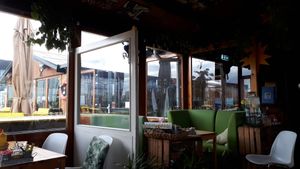 Inside looking towards the garden/beach area at De VerbroederIJ in Amsterdam