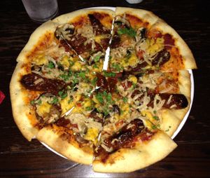 vegan pizza at The Railway Hotel in Southend-on-sea