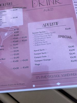 Drinks menu  at Wolke in Vienna