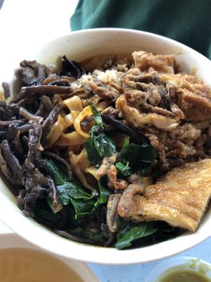 Up close of the dry ban mee at Sweet Veggie in Kuala Lumpur