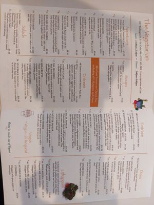Menu at The Vegetarian in St Croix Falls