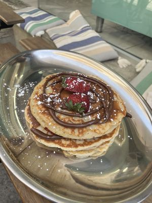 Crepes with hazelnut praline and strawberries  at 269 Fast Vegan Food in Crete
