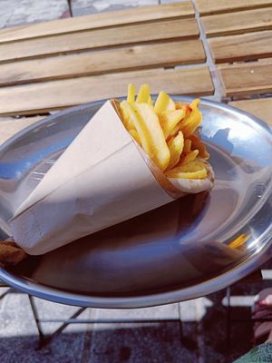 Vegan gyros with fries at 269 Fast Vegan Food in Crete