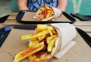 Pita Gyros (Pork Style) and Pita Gyros (Chicken Style) at 269 Fast Vegan Food in Crete