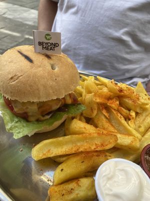 Beyond burger and fries   at 269 Fast Vegan Food in Crete