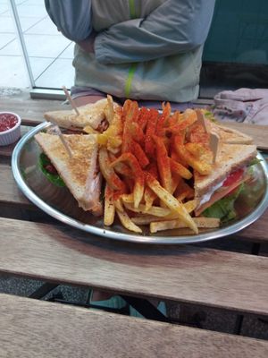 Classic club sandwich 🥪 at 269 Fast Vegan Food in Crete