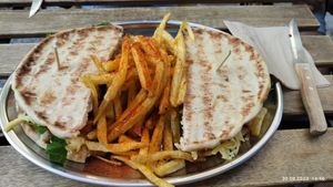 Gyros in pita bread at 269 Fast Vegan Food in Crete