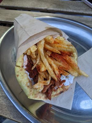 Pork gyros at 269 Fast Vegan Food in Crete