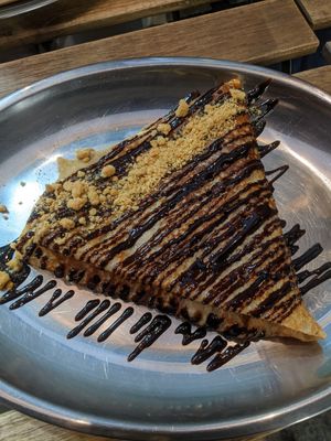 Crepe with hazelnut praline and biscuit at 269 Fast Vegan Food in Crete