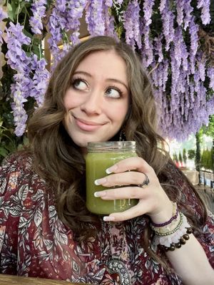 me being annoying taking selfies in their cute outdoor patio (with best kiwi juice ever!!)  at Ojo de Agua in Mexico City