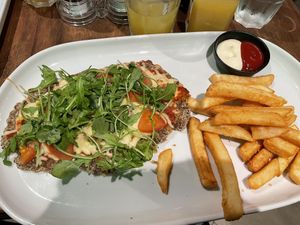 Mediterranean vegan Milanesa with fries at La Cantina in Tauranga