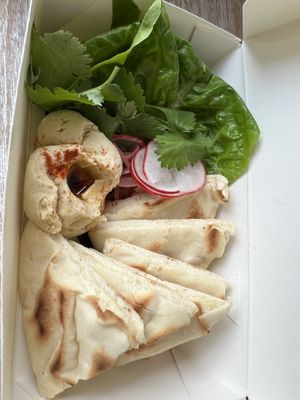 hummus and bread  at Titi Batu in Ubud