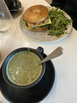 Matcha latte and sausage nutty at MADE Wellness Centre in Stone