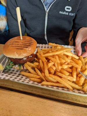 Blue cheese burger at VK Plant Based Diner in Waterlooville