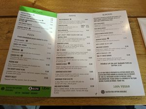 Main menu at VK Plant Based Diner in Waterlooville