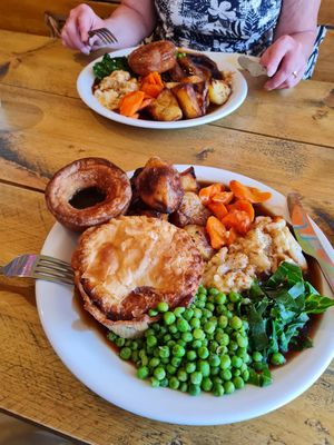 'Steak' & Ale pie and Seitan 'Roast Chicken' at VK Plant Based Diner in Waterlooville