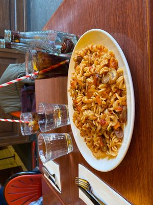 Their vegan option. According to our waiter, their ONLY vegan option besides the green salad    at Cafe Cavallino in Carlton