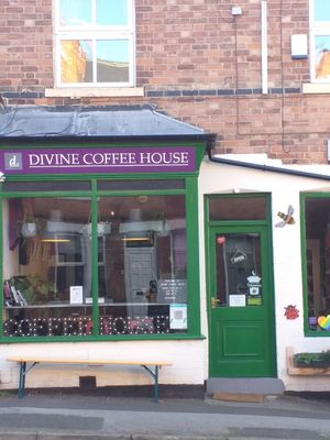 Lovely bold frontage at Divine Coffee House in Nottingham