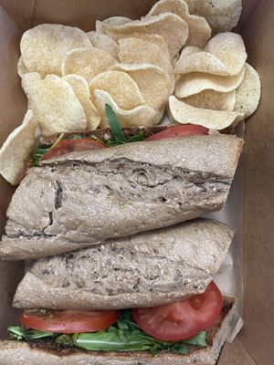 Aubergine and “burrata” baguette  at Josephine's Coffee in Attard
