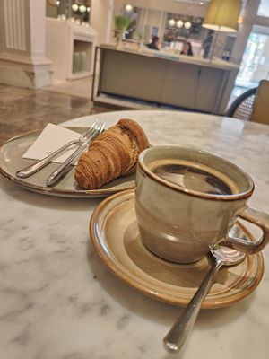 Croissant and coffee at Josephine's Coffee in Attard