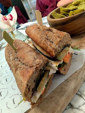 Josephine's signature aubergine and almond "burratta" at Josephine's Coffee in Attard