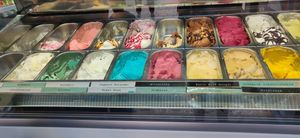 Ones with green label are vegan. at Eisbox in Offenburg