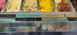 Ones with green label are vegan. at Eisbox in Offenburg
