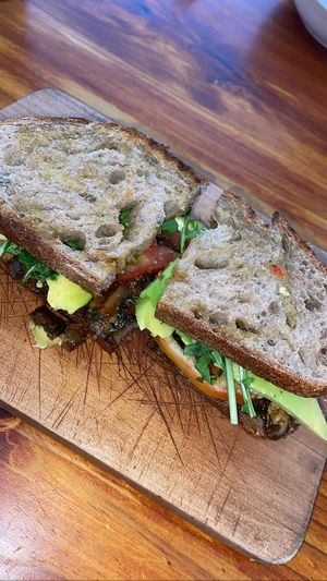 Really good mushroom sandwich   at Cumbre Masa Madre in Cali