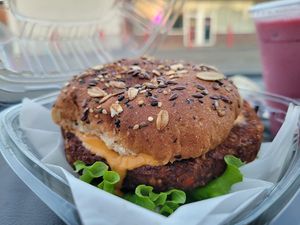 Veggie burger   at The Squeeze Juice Bar and Vegan Eatery in Vicksburg
