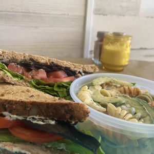 Blt and cucumber pasta salad    at The Squeeze Juice Bar and Vegan Eatery in Vicksburg