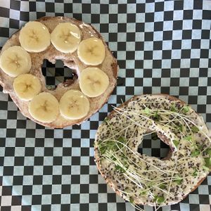 Bagel with vegan cream cheese and your choice of toppings   at The Squeeze Juice Bar and Vegan Eatery in Vicksburg