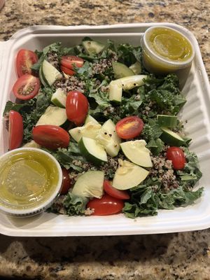 Kale and quinoa salad with lemon vinaigrette dressing  at The Squeeze Juice Bar and Vegan Eatery in Vicksburg