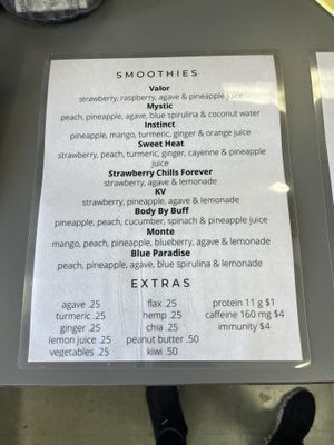 Smoothie menu (continued)  at The Squeeze Juice Bar and Vegan Eatery in Vicksburg