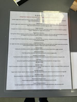 Menu  at The Squeeze Juice Bar and Vegan Eatery in Vicksburg